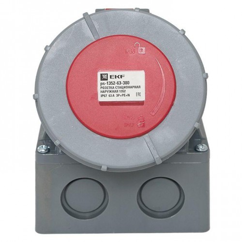 Розетка стационарная наружная 1352 3Р+РЕ+N 63А 380В IP67 PROxima EKF ps-1352-63-380