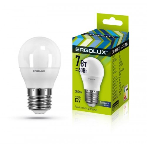 Лампа светодиодная LED-G45-7W-E27-6500K 172-265В 