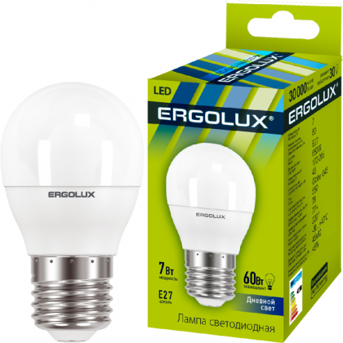 Лампа светодиодная LED-G45-7W-E27-6500K 172-265В 