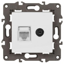 Розетка компьютерная + телевизионная Elegance 14-3110-01М RJ45+TV матов. бел. Эра Б0065767