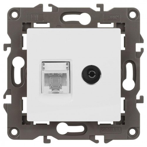 Розетка компьютерная + телевизионная Elegance 14-3110-01М RJ45+TV матов. бел. Эра Б0065767