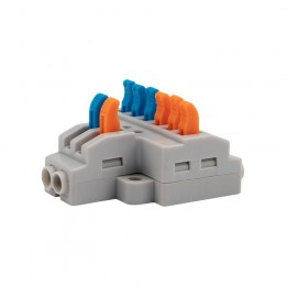 Клемма строительно-монтажная СМК проходная разветвительная 2п с монтажной площадкой 1 ввод 3 вывода на полюс Rexant 07-5234