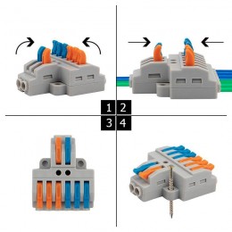 Клемма строительно-монтажная СМК проходная разветвительная 2п с монтажной площадкой 1 ввод 3 вывода на полюс Rexant 07-5234