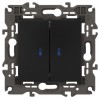 Выключатель 2-кл. СП Elegance 14-1105-05 10А IP20 250В 10AX с подсветкой механизм антрацит Эра Б0034241
