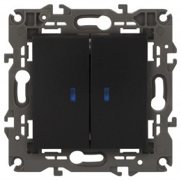 Выключатель 2-кл. СП Elegance 14-1105-05 10А IP20 250В 10AX с подсветкой механизм антрацит Эра Б0034241