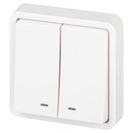 Выключатель Эксперт 11-1525-01 двойн. с подсветкой IP55 10АХ-250В СУ бел. Эра Б0063304