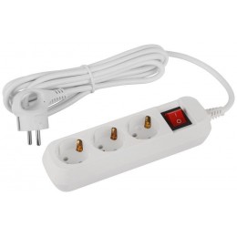 Удлинитель электрический UDL-16-330-ES Greenline 3 розетки с заземлением с выключателем 3м ПВС 3х1кв.мм Эра Б0065056