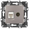 Розетка компьютерная + телевизионная Elegance 14-3110-16 RJ45+TV титан Эра Б0065768