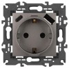 Розетка Elegance 14-4108-16 16A 250В 2P+E защ. шторки с USB type-A+C 3А 5В титан Эра Б0067695