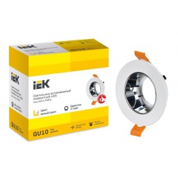 Светильник 4106 встраиваемый поворотный GU10 бел./хром пласт. IEK LT-UVB0-4106-GU10-1-K23