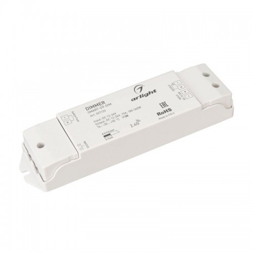 Диммер Smart-D9-DIM 12-24В 1х15А 2.4G IP20 пластик Arlight 027133