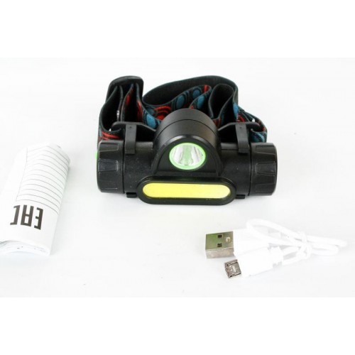 Фонарь аккумуляторный налобный E1340 XPE + COB LED 3Вт 2 режима аккум. 3.7В магнит диммир. черн. (бокс) Ultraflash 14268