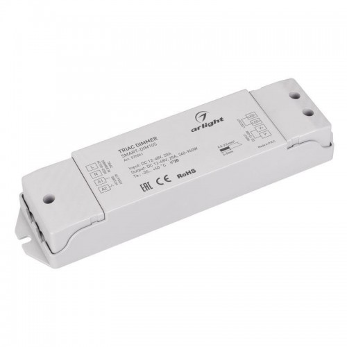 Диммер SMART-DIM105 12-48В 20А TRIAC IP20 пластик 5 лет Arlight 035061