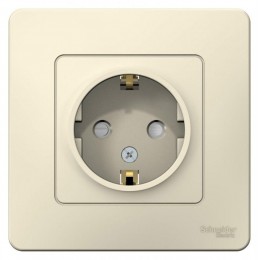 Розетка 1-м СП Blanca 16А IP20 250В с заземл. защ. шторки молоч. SE BLNRS001112