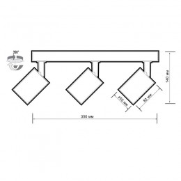 Светильник PDL-R под лампу 3xGU10 макс. 3х15Вт WH 230В IP20 JazzWay 5049369