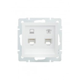 Розетка компьютерная + телефонная 1-м СП Vesna механизм бел. LEZARD 742-0288-143
