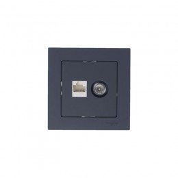 Розетка компьютерная + телевизионная 2-м AtlasDesign RJ45 кат.5E + TV механизм грифель SE ATN000789