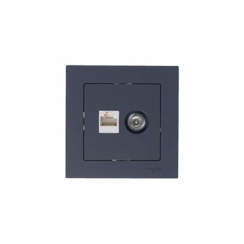 Розетка компьютерная + телевизионная 2-м AtlasDesign RJ45 кат.5E + TV механизм грифель SE ATN000789