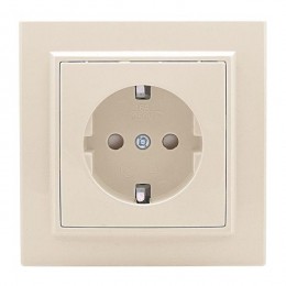 Розетка 1-м СП Минск 16А IP20 с заземл. защ. шторки беж. EKF ERR16-028-200
