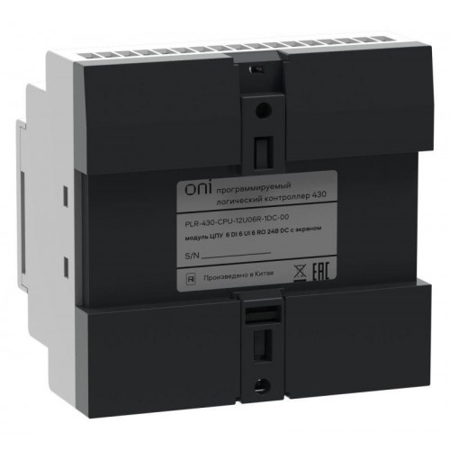 Модуль ЦПУ ПЛК 430 6 DI 6 UI (0-10В/DI) 6 RO 24В DC с экраном ONI PLR-430-CPU-12U06R-1DC-00