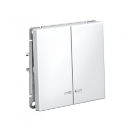 Выключатель 2-кл. ArtGallery (сх. 5а) 10AX с подсветкой быстрозажим. клем. механизм бел. SE GAL000153S