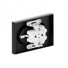 Розетка 2-м СП Эпика 16А с заземл. без защ. шторок с рамкой механизм черн. EKF UP1-SOB-210