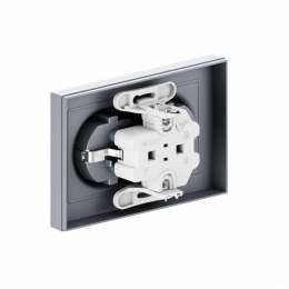 Розетка 2-м СП Эпика 16А с заземл. без защ. шторок с рамкой механизм алюм. EKF UP1-SOA-210