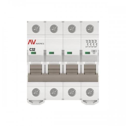 Выключатель автоматический модульный 4п C 32А 6кА AV-6 AVERES EKF mcb6-4-32C-av