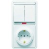 Блок БКВР-210 Бэлла (2-кл. выкл. с подсветкой + розетка с заземл. защ. шторки) бел. Кунцево 5837
