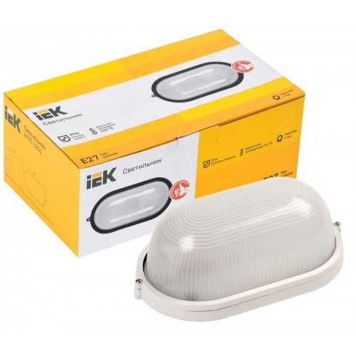 Светильник НПП 1201 100Вт E27 IP54 бел. овал IEK LNPP0-1201-1-100-K01
