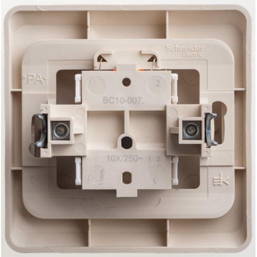 Переключатель проходной 1-кл. СП Этюд 10А IP20 с подсветкой крем. SE BC10-007K