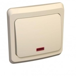 Переключатель проходной 1-кл. СП Этюд 10А IP20 с подсветкой крем. SE BC10-007K