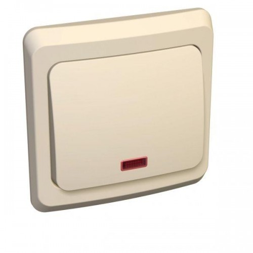 Переключатель проходной 1-кл. СП Этюд 10А IP20 с подсветкой крем. SE BC10-007K