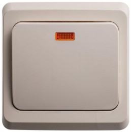 Переключатель проходной 1-кл. СП Этюд 10А IP20 с подсветкой крем. SE BC10-007K