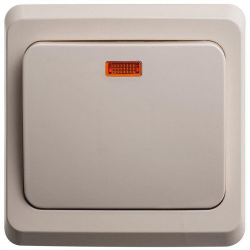 Переключатель проходной 1-кл. СП Этюд 10А IP20 с подсветкой крем. SE BC10-007K