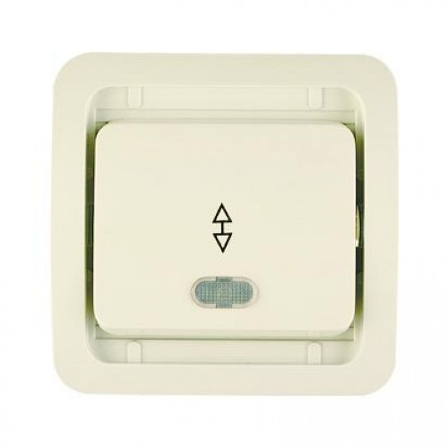 Переключатель перекрестный 1-кл. СП Mimoza 10А IP20 без вставки с подсветкой крем. Makel 32025