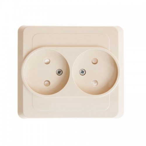 Розетка 2-м СП Этюд 16А IP20 250В без заземл. защ. шторки крем. SE PC16-006K