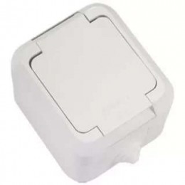 Розетка 1-м ОП 10А IP44 с заземл. с крышкой п/герм. сер. Makel 18104