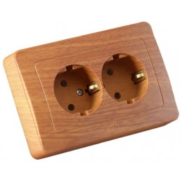 Розетка 2-м СП Мастер 16А IP20 250В с заземл. дуб HEGEL РС16-351-05