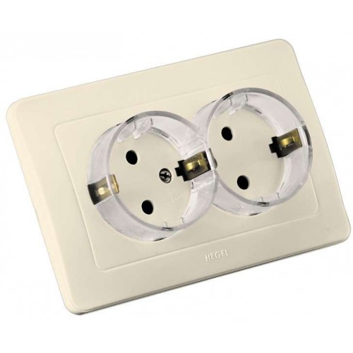 Розетка 2-м СП Мастер 16А IP20 250В с заземл. (стакан) сл. кость HEGEL РС16-381-01
