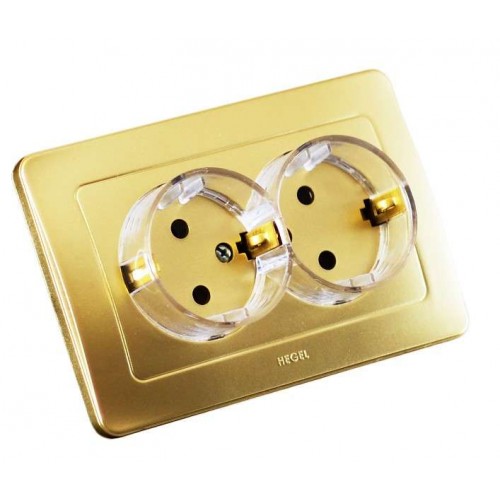 Розетка 2-м СП Мастер 16А IP20 250В с заземл. (стакан) зол. HEGEL РС16-381-07