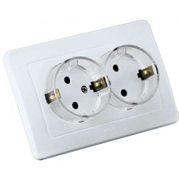 Розетка 2-м СП Мастер 16А IP20 250В с заземл. защ. шторки (стакан) бел. HEGEL РС16-382
