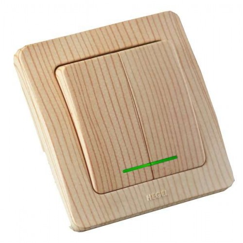 Выключатель 2-кл. СП Мастер 16А IP20 250В с индикацией сосна HEGEL ВС16-352-02