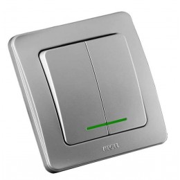 Выключатель 2-кл. СП Мастер 16А IP20 250В с индикацией серебр. HEGEL ВС16-352-06