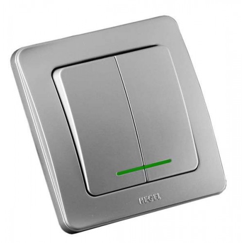 Выключатель 2-кл. СП Мастер 16А IP20 250В с индикацией серебр. HEGEL ВС16-352-06