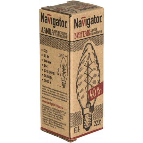 Лампа накаливания 71 954 NI-V-TC-C-40-230-E14-CLG Navigator 71954