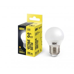 Лампа светодиодная G45 3Вт шар 3000К тепл. бел. E27 216лм 230-240В IEK LLE-G45-3-230-30-E27