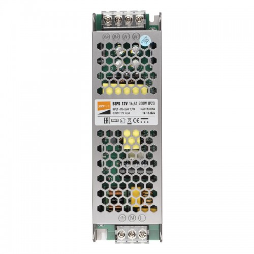 Блок питания для светодиодной ленты 200Вт 16.5А 12В IP20 BSPS метал. JazzWay 2859433A