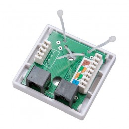 Розетка компьютерная + телефонная 2-м ОП RJ45 + RJ11 UTP неэкранир. комбинир. REXANT 03-0120