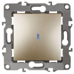 Выключатель 1-кл. СП Эра12 12-1102-04 10А IP20 250В 10AX с подсветкой механизм шампань Эра Б0014636